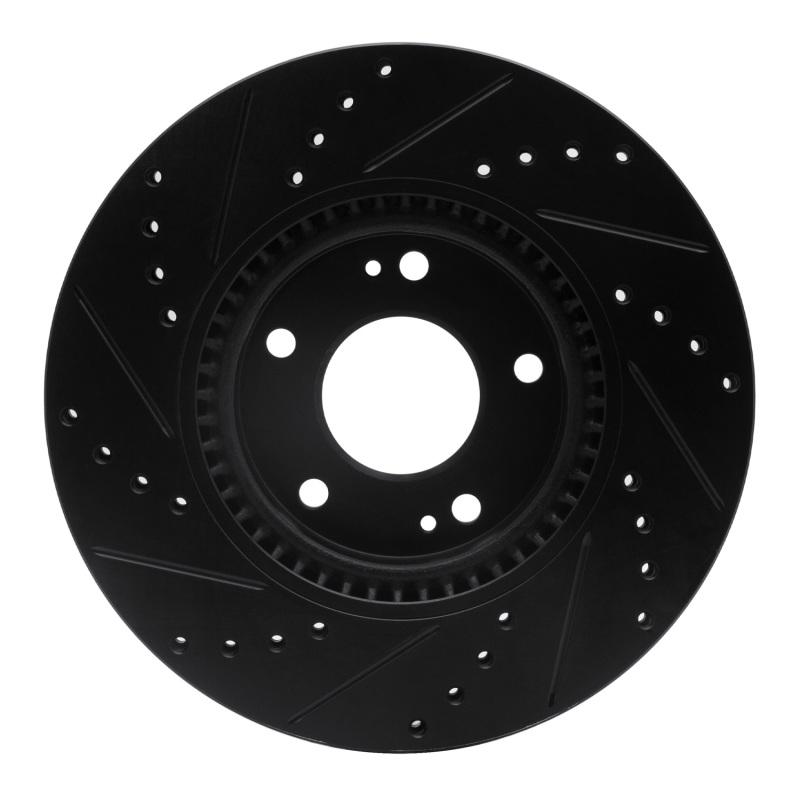 Hyundai Tucson Brake Rotor (1) - Front Right - R1 Concepts - Drilled & Slotted - Black - `05-`24